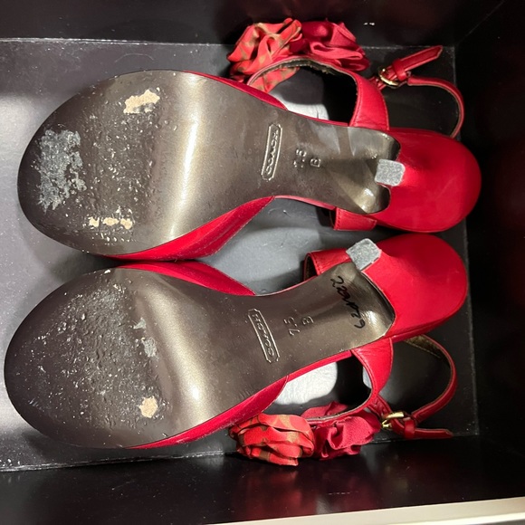 Coach Addeysen Red Satin Heels 👠 Super cute! - Picture 6 of 6